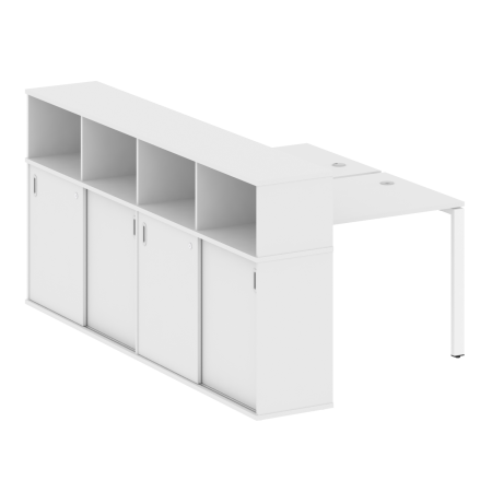 Рабочая станция с опорным шкафом-купе Metal System Style БП.РС-СШК-4.1 1410x2332x1098 (Белый/Белый металл)