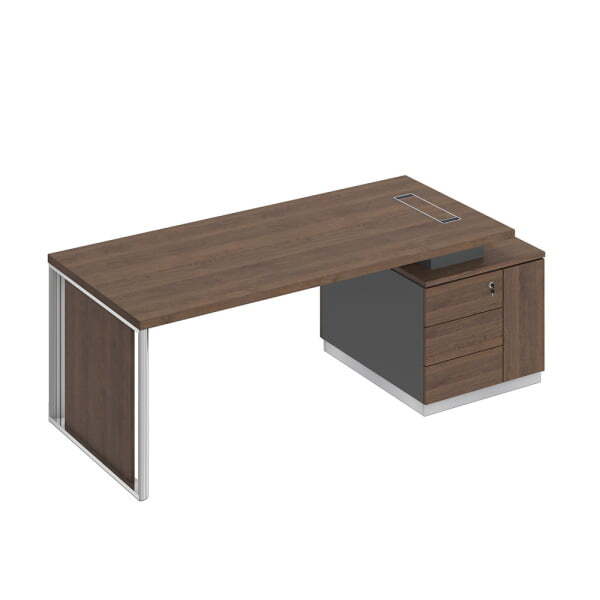 Стол руководителя с декоративной вставкой Bravo БР 112 2180x900x750 (Дуб гладстоун / Антрацит премиум / Дуб гладстоунСерый)