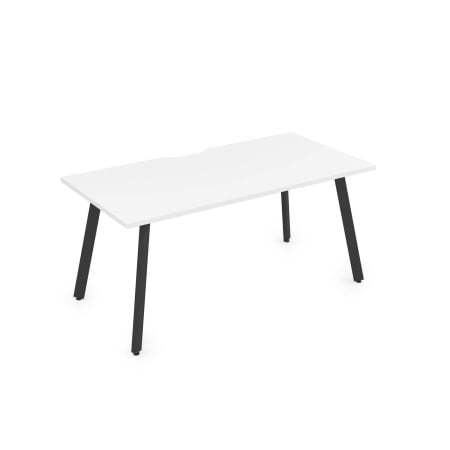 10СРВ.085 Стол рабочий с вырезом, прямолинейный (1800x800x750) (Белый премиум/Черный металл)