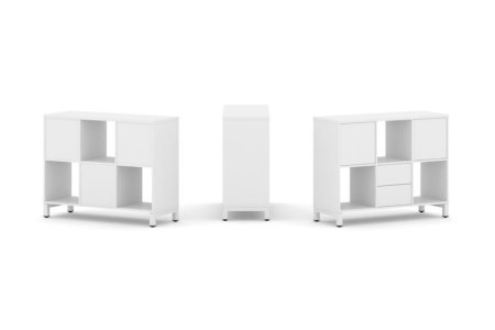 Набор стеллажа 1 сторонний, 2 яруса SN.NS-231 (1121х400х881) (Белый/Металл Белый)