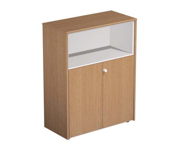 Шкаф для документов полузакрытый Profiquadro КВ 320 БВ 940x450x1220 (Белый премиум / Вишня скандинавская)