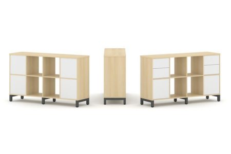 Набор стеллажа 1 сторонний, 2 яруса SN.NS-241 (1488х400х881) (Акация Лорка/Белый/Металл Антрацит)