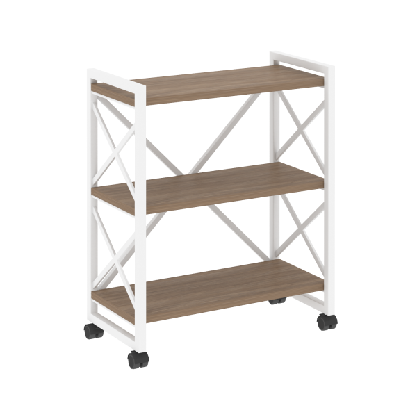 Стеллаж на колесных опорах-3 полки VR.L-MST.K-3.8 800x400x968 (Дуб Аризона/Белый металл)