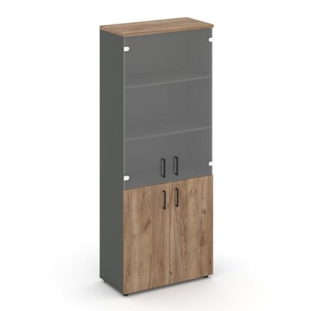 Шкаф высокий широкий SN.STS-102 (796х400х1982) (Антрацит/Дуб Табак/Прозрачный)