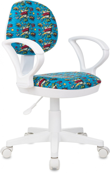 Кресло детское KD-3/WH/ARM голубой бум крестов. пластик пластик белый (Голубой)