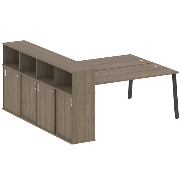 Рабочая станция с шкафом-купе на А-образном м/к Metal System Style БА.РС-СШК-4.5 Т 2210x2332x1098 (Вяз/Антрацит металл)