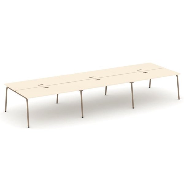 Рабочая станция 6 мест ES.D.RS-6.4-LK (4740х1500х750) (Сатин/Металл Латте)