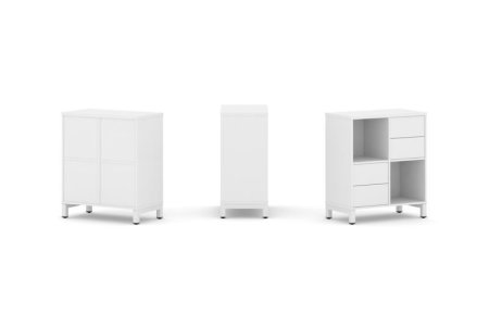 Набор стеллажа 1 сторонний, 2 яруса SN.NS-221 (754х400х881) (Белый/Металл Белый)