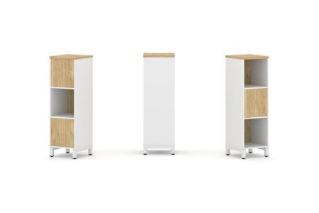 Набор стеллажа 2-х сторонний, 3 яруса SN.NSD-311 (387х400х1248) (Белый/Тиквуд Светлый/Металл Белый)