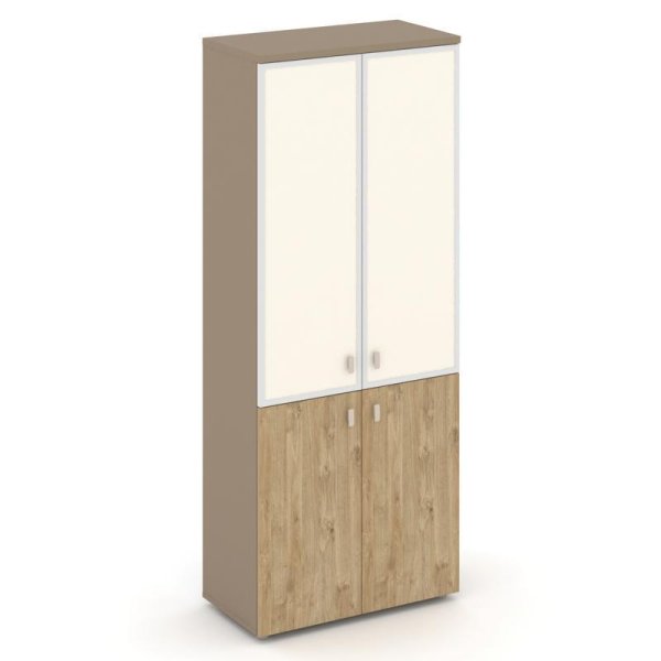 Шкаф высокий широкий ES.ST-1.2R I (800х420х1977) (Латте/Тиквуд Светлый/Лакобель ivory)