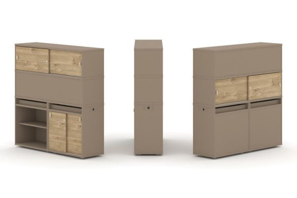 Тумба двойная + высокая надставка ES.NB.2V-15 (1500х410х1520) (Латте/Тиквуд Светлый)