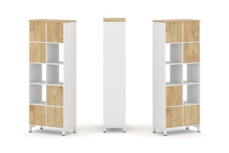 Набор стеллажа 1 сторонний, 5 ярусов SN.NS-521 (754х400х1982) (Белый/Тиквуд Светлый/Металл Белый)