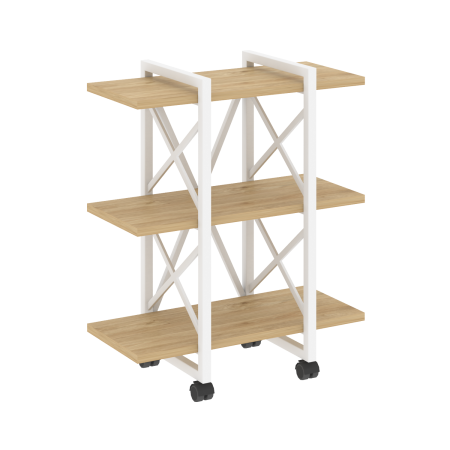 Стеллаж на колесных опорах-3 полки VR.L-MST.K-3.4V 800x400x968 (Тиквуд Светлый/Белый металл)