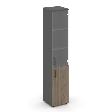 Шкаф высокий узкий SN.STU.E-102(R) (400х400х1982) (Антрацит/Вяз Благородный/Прозрачный)