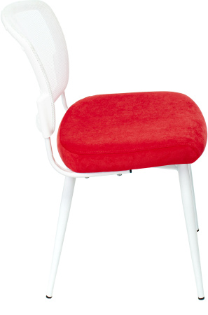 Стул для кухни KF-8W_2 комплект 2шт сетка/ткань красный металл белый на ножках (KF-8W/RED_2) (Красный)