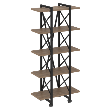 Стеллаж на колесных опорах-5 полок VR.L-MST.K-5.4V 800x400x1704 (Дуб Аризона/Черный металл)