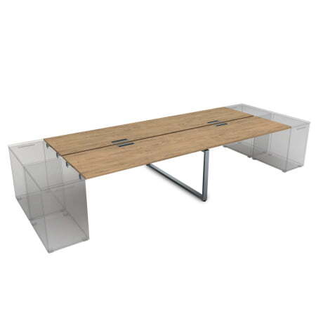 СТБД-О.974 Стол системы БЕНЧ на 4 рабочих места, приставной (3200x1435x750) (TeakwoodСерый)