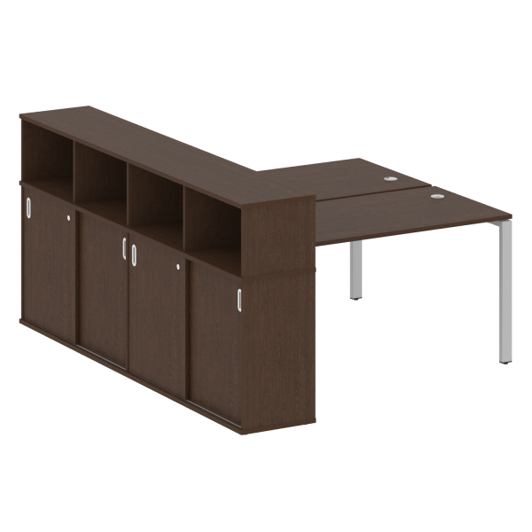 Рабочая станция с опорным шкафом-купе Metal System Style БП.РС-СШК-4.3 1910x2332x1098 (Венге Цаво/Серый металл)