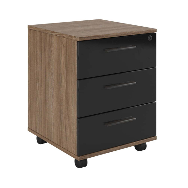 Тумба подкатная с 3 ящиками Asti AST339313 450x430x510 (Дуб/черный)