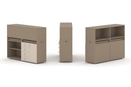 Тумба двойная + низкая надставка ES.NB.2N-7 (1500х410х1135) (Латте/Капучино)
