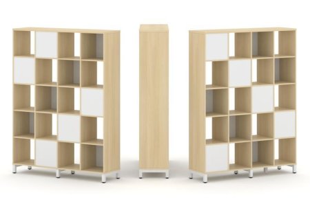 Набор стеллажа 2-х сторонний, 5 ярусов SN.NSD-541 (1488х400х1982) (Акация Лорка/Белый/Металл Белый)