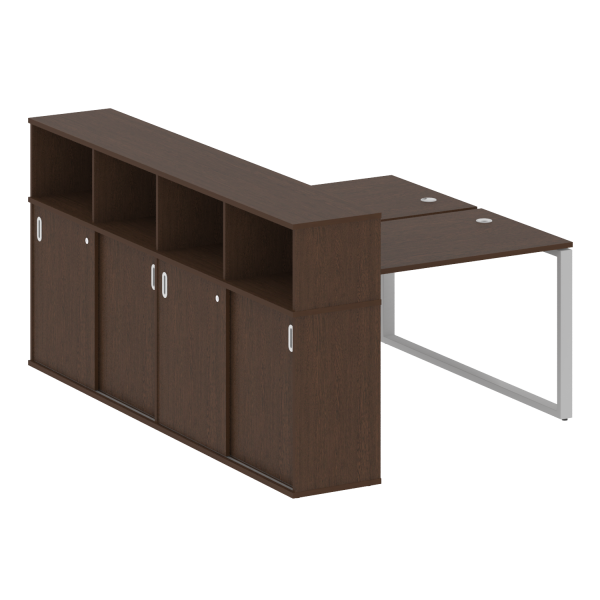 Рабочая станция с шкафом-купе на О-образном м/к Metal System Style БО.РС-СШК-4.2 Т 1610x2332x1098 (Венге Цаво/Серый металл)