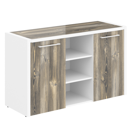 Тумба с фригобаром в кабинет руководителя серии Morris MTF 140 1400x492x828 (Дуб Базель/Белый)