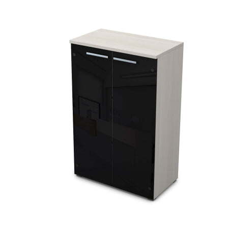 9Ш.017.7 Шкаф средний со стеклом (800x450x1245) (Ivory)