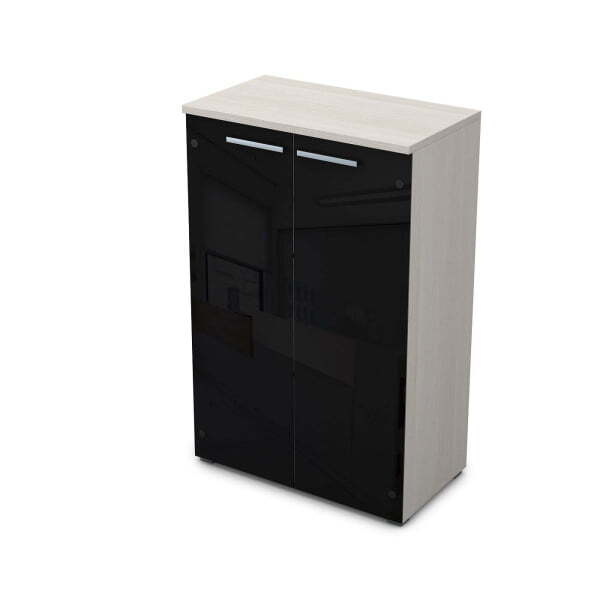 9Ш.017.7 Шкаф средний со стеклом (800x450x1245) (Ivory)