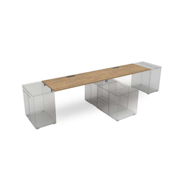 СЛДТ.989 Стол системы БЕНЧ линейный на 2 места, крепление к тумбам (2800x800x750) (TeakwoodСерый)