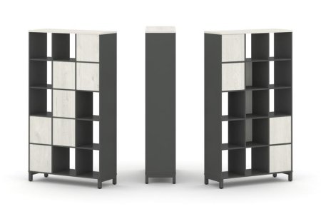 Набор стеллажа 1 сторонний, 5 ярусов SN.NS-531 (1121х400х1982) (Антрацит/Дуб Наварра/Металл Антрацит)