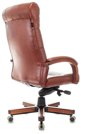 Кресло руководителя T-9928WALNUT светло-коричневый Leather EiCHel кожа крестов. металл/дерево (Светло-коричневый)