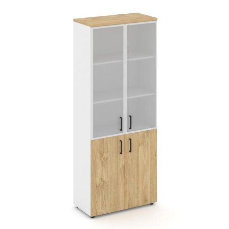 Шкаф высокий широкий SN.STS-103 (796х400х1982) (Белый/Тиквуд Светлый/Сатин)