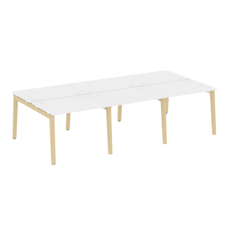 Рабочая станция на деревянных опорах Onix Wood OW.D.RS-6.1.7 2940x1475x750 (Белый Бриллиант/Дуб Светлый)