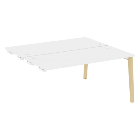 Стол-приставка двойной на деревянных опорах Onix Wood OW.D.SPR-4.7 1580x1475x750 (Белый Бриллиант/Дуб Светлый)