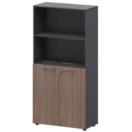 Шкаф высокий комб. Кортез СМШ48.28F.28S 792x380x1595 (Темный шимо/Графит)