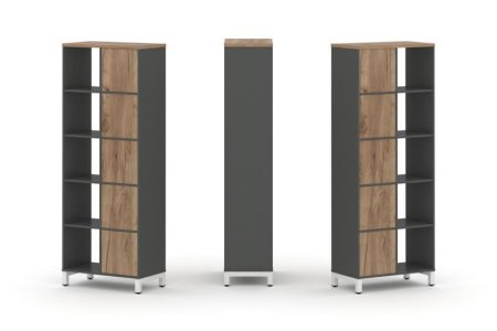 Набор стеллажа 2-х сторонний, 5 ярусов SN.NSD-521 (754х400х1982) (Антрацит/Дуб Табак/Металл Белый)