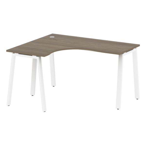 Стол криволинейный левый Metal System Style БА.СА-3 Л 1400x1200x750 (Вяз/Белый металл)
