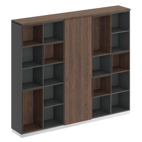 Шкаф комбинированный (открытый - одежда узкий - открытый) City СИ 304 2404x400x2034 (Дуб гладстоун / Антрацит премиум / Дуб гладстоун)