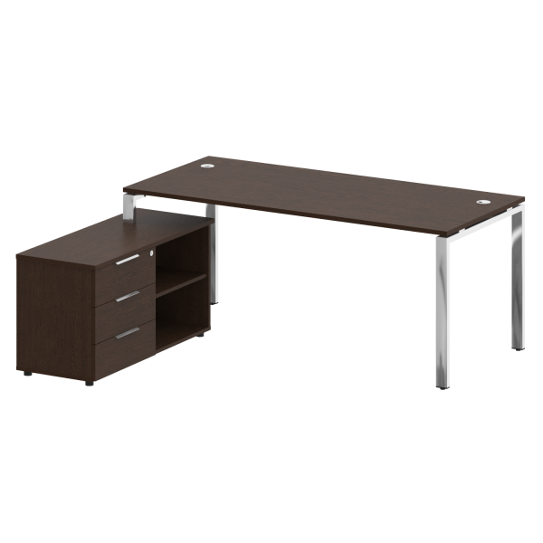 Стол для руководителя с тумбой левый БГ.СРТ-5.8 (L) 1900x1620x750 (Венге Цаво/Нерж. Сталь)