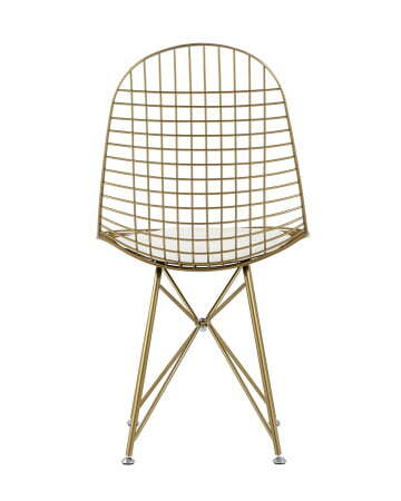 Стул обеденный Eiffel золотой с белой подушкой (Стул кухонный Eiffel золотой)