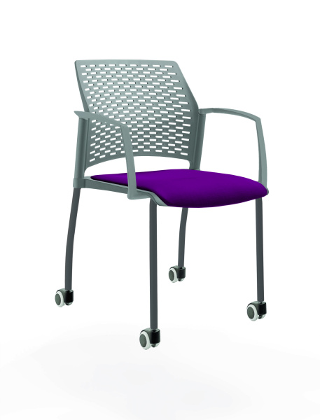 Стул на 4 ногах и колёсах Rewind ЦБ-00016959 Фуксия/Серый (Фуксия/Серый)