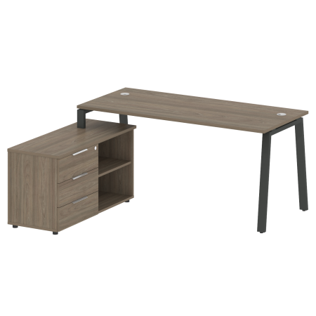 Рабочая станция с тумбой на А-образном м/к Metal System Style БА.РС-СТС-2.4 (L) 1700x1520x750 (Вяз/Антрацит металл)