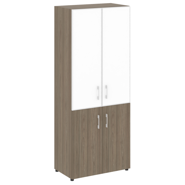 Шкаф для документов со стеклом белым LT.ST-1.2 R White (Вяз Благородный)