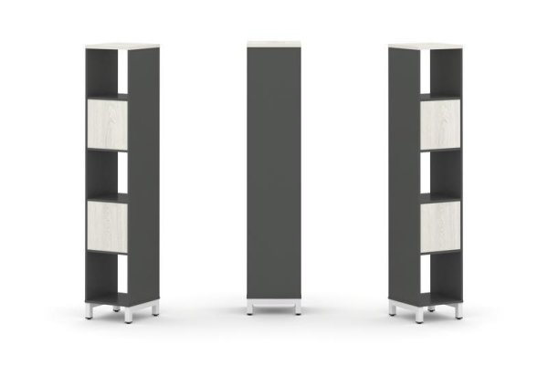 Набор стеллажа 1 сторонний, 5 ярусов SN.NS-511 (387х400х1982) (Антрацит/Дуб Наварра/Металл Белый)