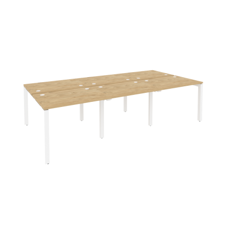 Рабочая станция на П-образном м/к Onix O.MP-D.RS-6.1.7 2940x1475x750 (Тиквуд Светлый/Белый Металл)