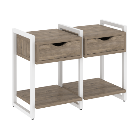 Тумба на регулируемых опорах наборная VR.L-TN-1.O 970x460x719 (Тиквуд Темный/Белый металл)