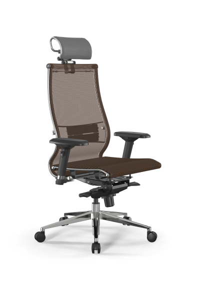 Кресло для руководителя Метта Samurai L2-5D - TS /Kc00/Nc00/D04P/H2cL-3D(M06.B32.G11.W03) (Светло-коричневый | Серый)