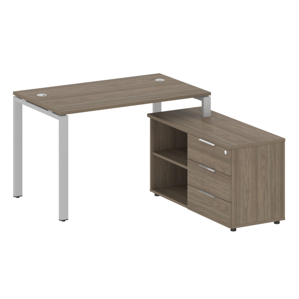 Рабочая станция с опорной тумбой правая Metal System Style БП.РС-СТС-2.2 Пр 1300x1520x750 (Вяз/Серый металл)