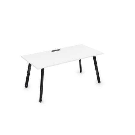 10СР.079 Стол рабочий, прямолинейный (1400x700x750) (Белый премиумЧерный глянец)